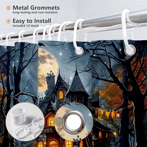 Halloween Evil Pumpkin Shower Curtain - 72x72 Inch Waterproof Fabric