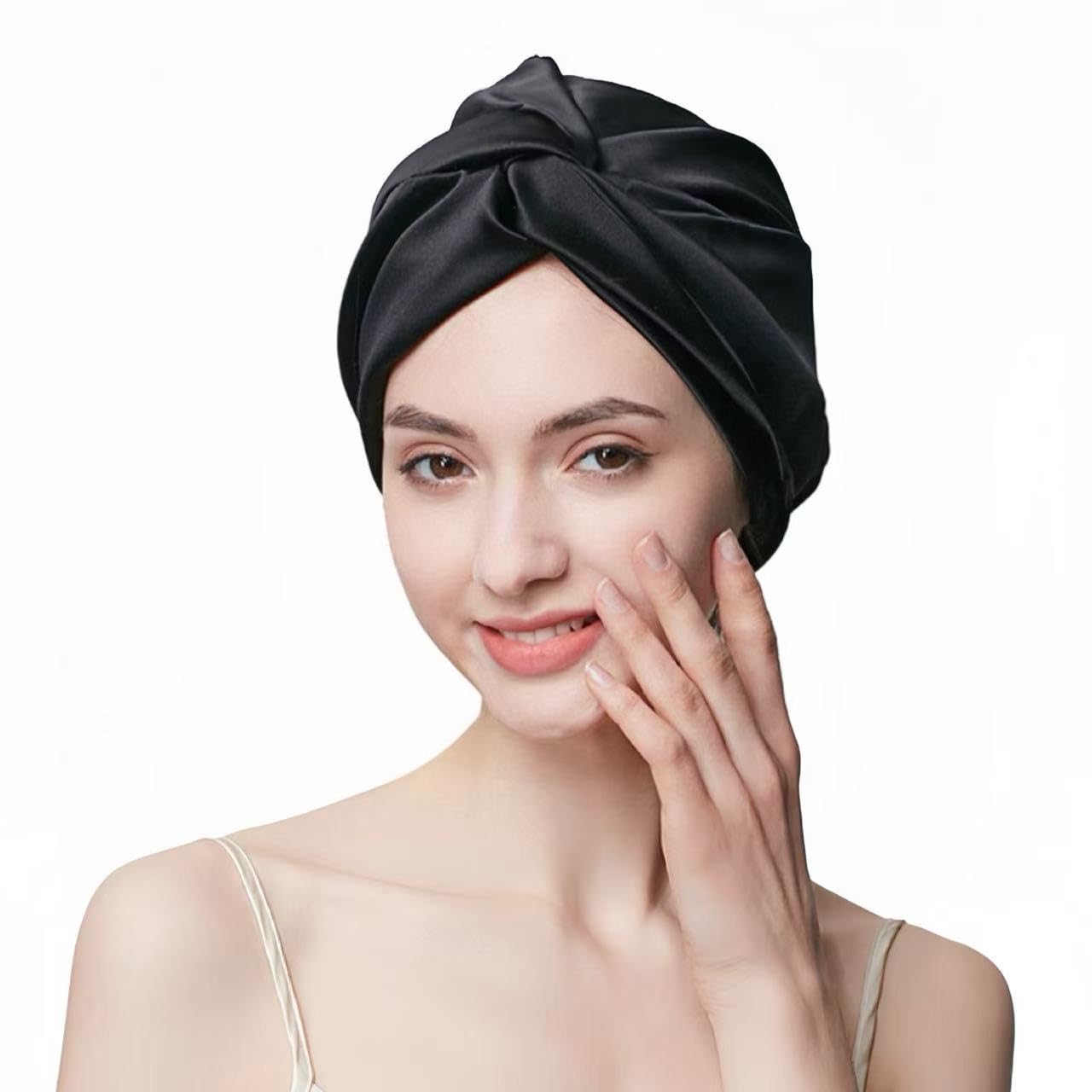 Mulberry Silk Bonnet Sleep Cap - Double Layer Turban for Night Hair Care | Adjustable Band, 9 Colors Available