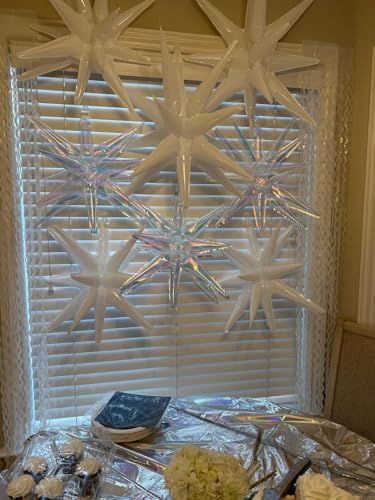Iridescent Star Balloons - 9 Pack 22-Inch Foil Party Decorations