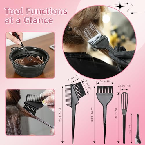 ROOHUA 8-Piece Professional Hair Dye Kit with Brush & Bowl