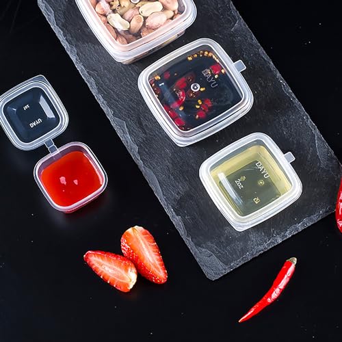 4oz Square Disposable Sauce Cup Set - Durable & Leak-Proof Design