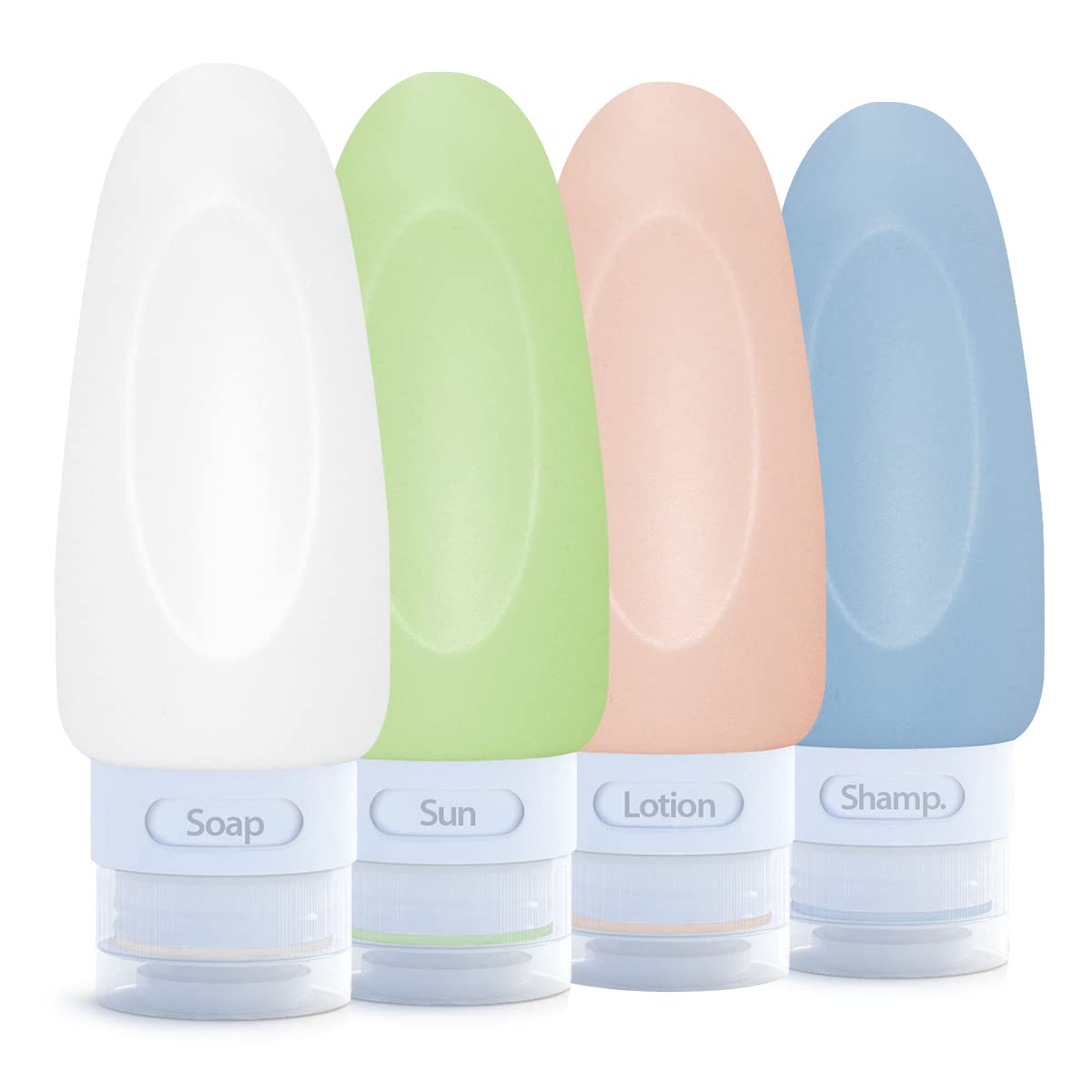 Dot&Dot Leak Proof Travel Bottles - Tubes for Liquid TSA Approved 2oz Silicone Toiletries Travel Shampoo & Conditioner Containers with Labels