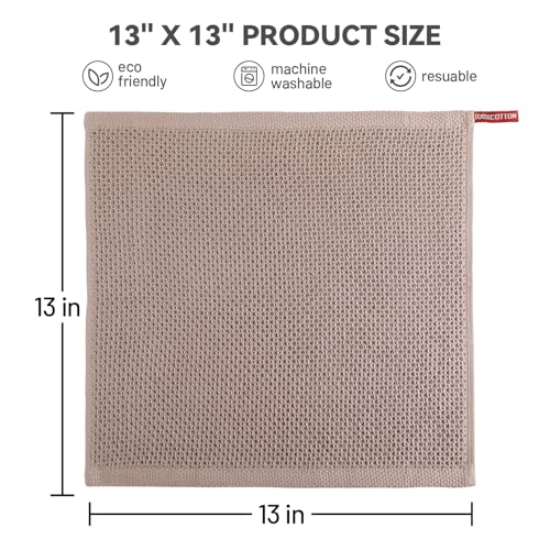 Egles 6 Pack Cotton Dishcloths - Soft, Absorbent & Quick-Drying