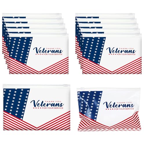 Thank You Veterans Gift Bags 100 Pcs American Flag EVA Makeup Bags Patriotic