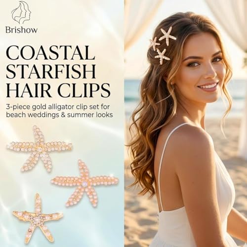 Brishow Little Mermaid Starfish Hair Clip Set - 3 Ocean-Themed Clips
