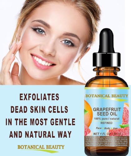 Botanical Beauty 0.5 Fl Oz Grapefruit Seed Oil - Pure, Cold Pressed Carrier Oil for Skin, Hair & Lip Care