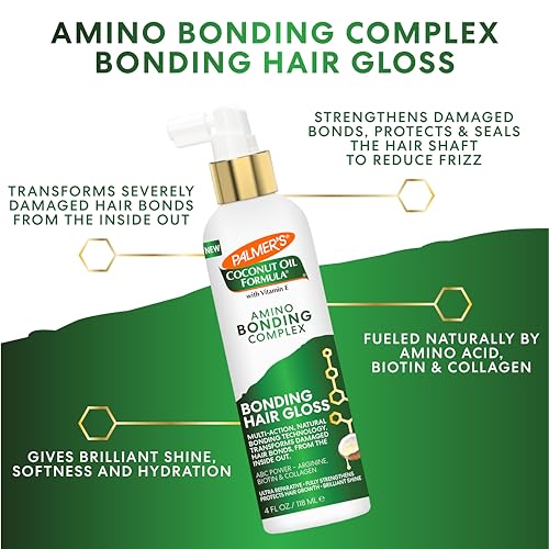 Palmer's Amino Bonding Hair Gloss Spray with Coconut Oil & Vitamin E - Strengthen & Shine, Heat Protectant, Hydrating for All Hair Types, 4 oz