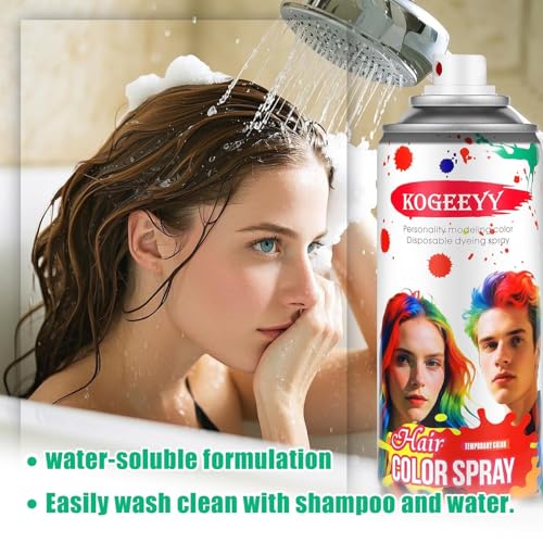 KOGEEYY Red Temporary Hair Color Spray 4.06 oz – Washable, Non-Sticky, Hair Styling for Kids, Women & Men (Independence Day/4th of July, Cosplay)