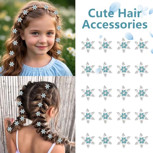 YISSION Mini Rhinestone Snowflake Hair Clips - 20 Piece Set