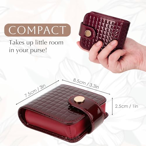 kilofly Genuine Leather Double Lipstick Case - Red Makeup Holder