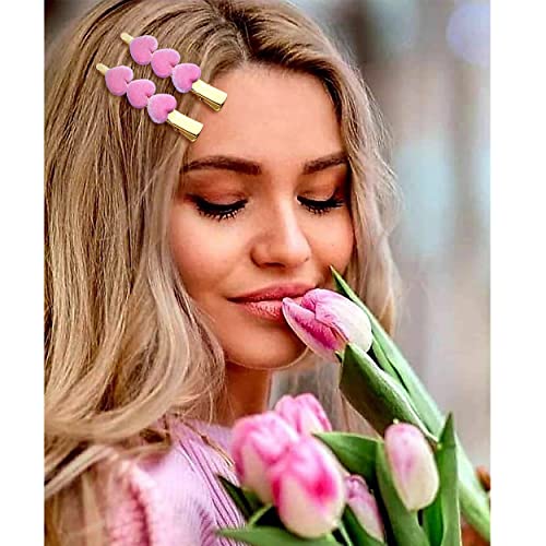 Furry Velvet Heart Hair Clips for Women - Valentine's Day Hair Barrettes