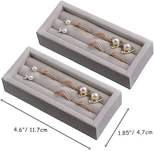 DesignSter Stackable Velvet Jewelry Tray Set - 2PCS Ring Organizer