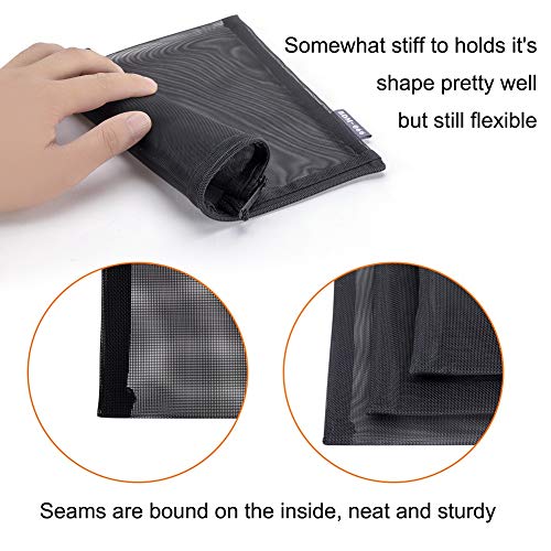 HRX 6pcs Mesh Makeup Bags for Travel - A5 & A6 Sizes, Black