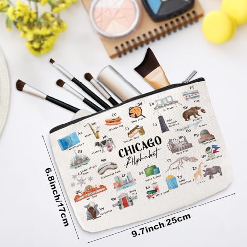 ChiCaGo Alphabet Cosmetic Bag – PQV Travel MakeUp Pouch for Women (Chicago Lovers)