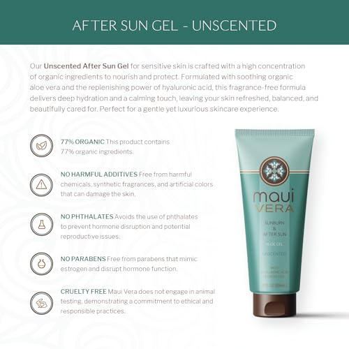 Maui Vera Unscented After Sun Gel - 3 oz, Organic & Cruelty-Free