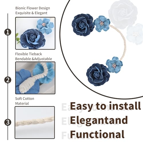 Meplait Boho Curtain Tiebacks - Set of 2 No-Drill Holdbacks for Drapes