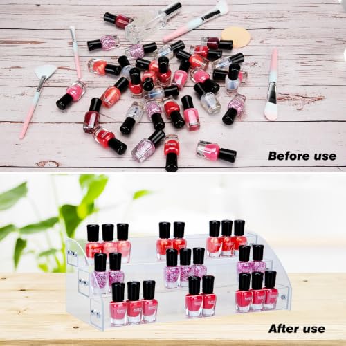 KINGROW 3-Tier Nail Polish Organizer - Clear Acrylic Desktop Rack