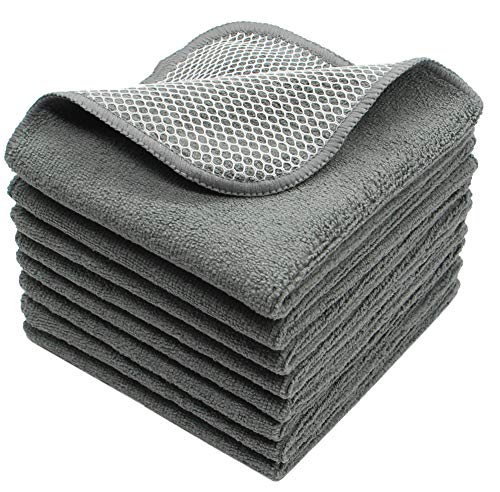 VeraSong Microfiber Cleaning Cloths, 12x12 inch, 8 Pack - Ultra Absorbent & Fast Drying Dish Rags