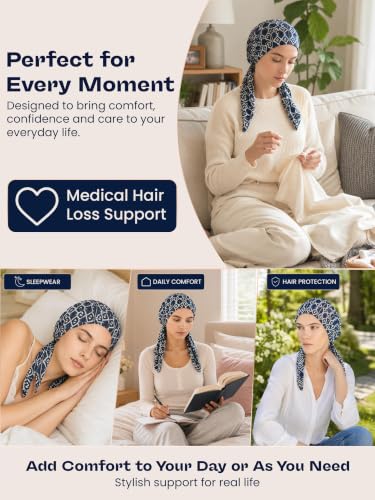 Navy Aztec Pre-Tied Bandana Turban Chemo Head Scarf