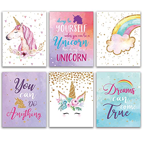 Unicorn Wall Art Prints - Inspirational Decor for Kids' Rooms