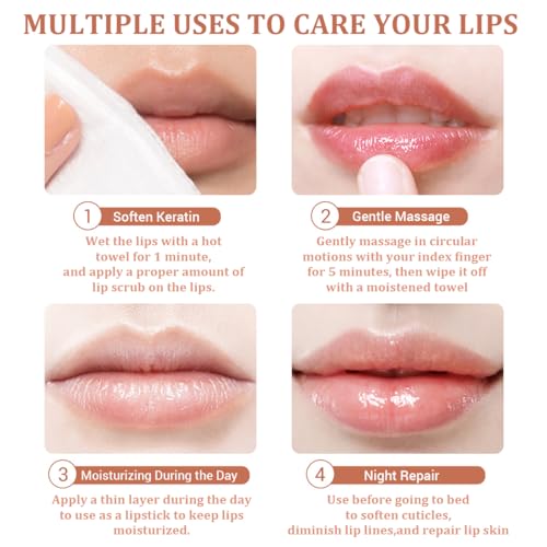 XTJXTJ Honey & Strawberry Lip Mask with Brush - Nourishing & Repairing Moisturizing Lip Care