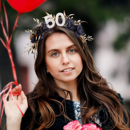 Black Flower Headband - Handmade Birthday Crown for Parties
