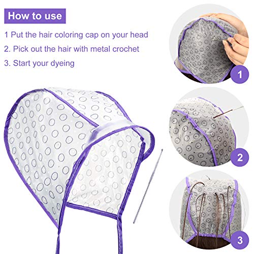 20 Pcs Hair Highlighting Cap Set with Metal Hooks for DIY Hair Coloring