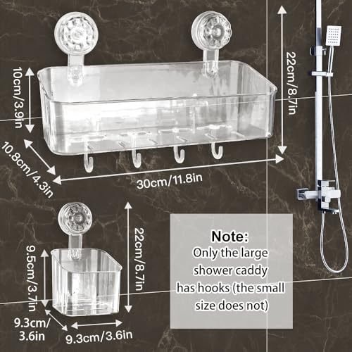 Acrylic Shower Caddy with Suction Cups - 2 Pcs No Drill Shelves