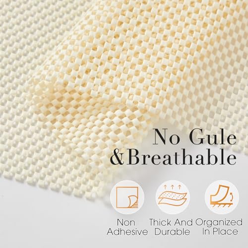 Beautysaid Non-Adhesive Shelf and Drawer Liner - Waterproof, Non-Slip, Creamy White