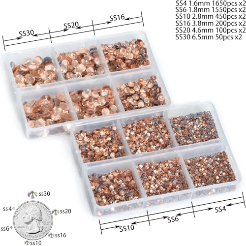 Lt. Peach Hotfix Rhinestones for Crafts - 8000pcs Mixed Sizes SS4-SS30