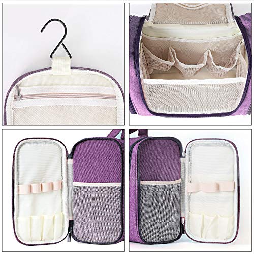 Freegrace Extra Large Hanging Toiletry Bag - Wild Violet Travel Organizer for Women & Men