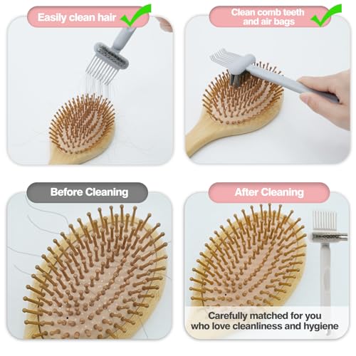 3-Piece Bamboo Hair Brush Set - Anti-Static Natural Bristle Scalp Massager