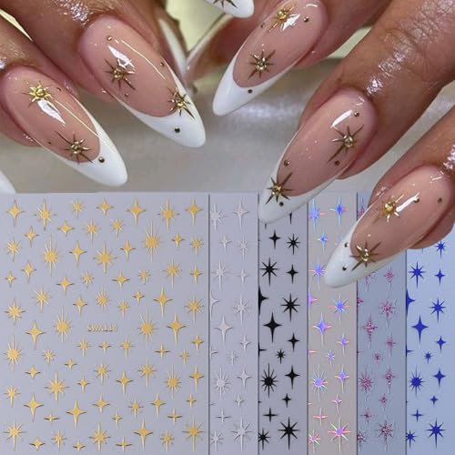 Bohemian Nail Art Stickers - 12PCS Metallic Gothic Designs