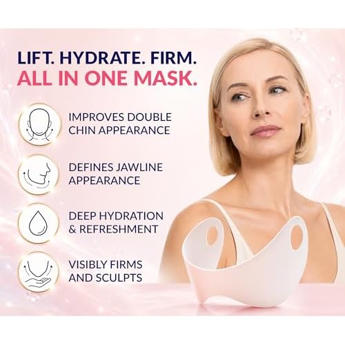 Stylia V Line Lifting Collagen Mask - Lift, Firm & Contour Jawline - Tightening Double Chin Strap with Hyaluronic Acid & Aloe - Neck Tightening and Lifting Mask - Jawline Shaper Face Lift Tape (10PC)