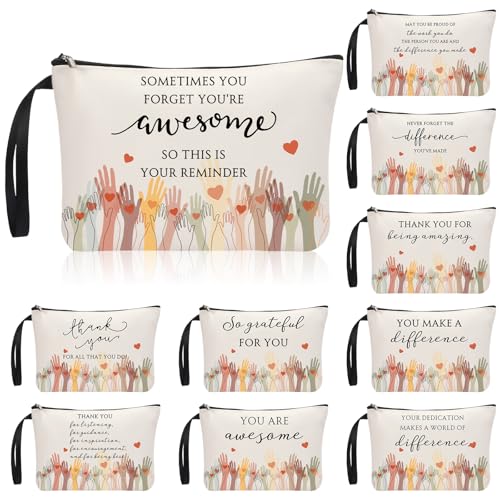 10 pcs Inspirational Makeup Bags for Women - Appreciation Gift Bulk - Sunnymove