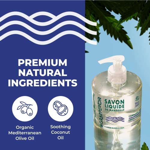 La Grappe d'Or Fresh Cannabis Hand Soap with Essential Oils, 11.1 Fl Oz