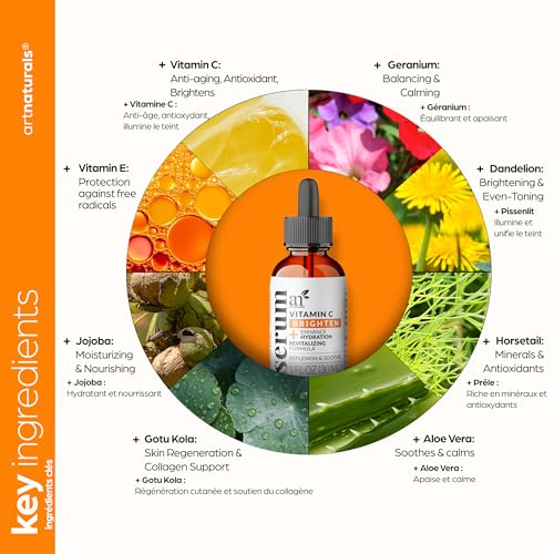 ArtNaturals Vitamin C Serum with Hyaluronic Acid, 1 oz - Anti-Aging & Brightening