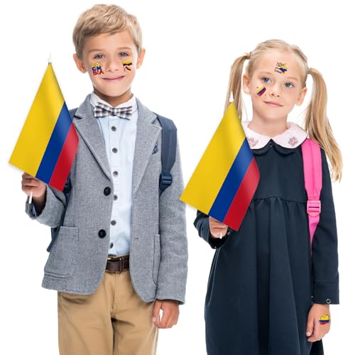 Colombia Flag Temporary Tattoos - 72 pcs patriotic sticker set for Independence Day, parties & celebrations