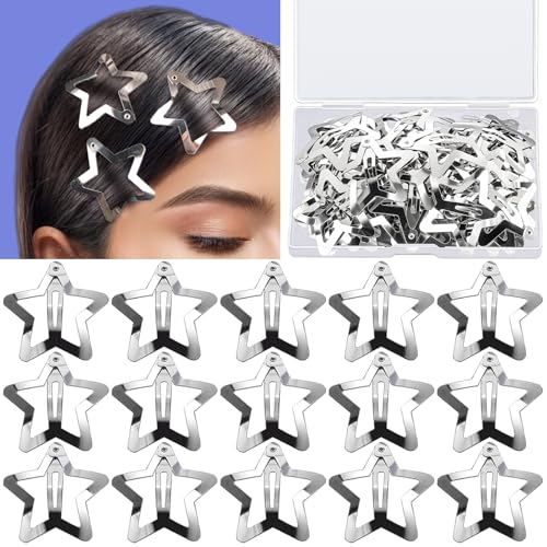 YGDZ 30 PCS 1.61" Star Hair Clips, Y2K Accessories, Silver Clips for