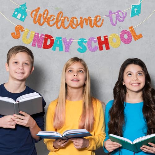 Welcome to Sunday School Banner - Colorful Classroom Decor