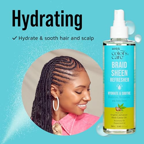 KISS Colors & Care Braid Sheen Spray - 8.45 oz Moisturizer for Braids, Locs & Curls