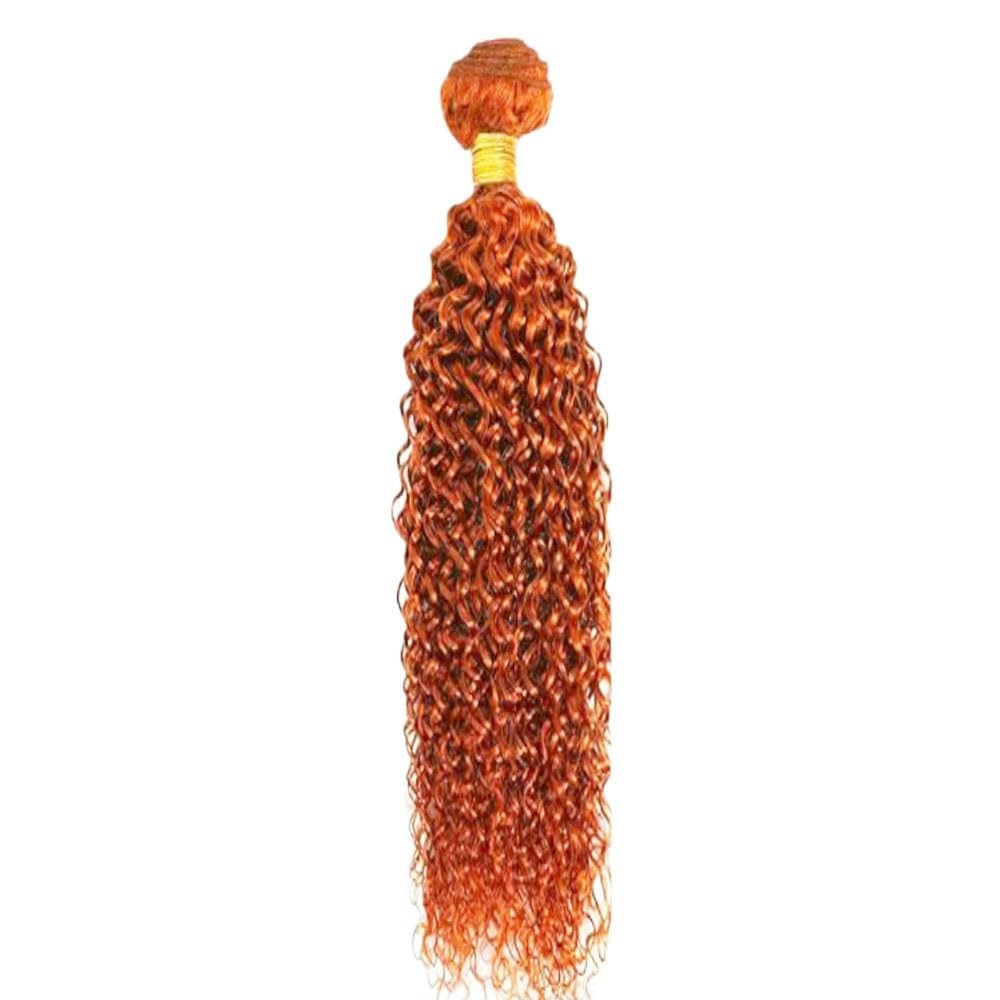 Ubinica One Bundle Human Hair 14 Inch Jerry Curly Wave Human Hair Single Bundle 100g Ginger Orange 350 Weave Unprocessed Brazilian Virgin Quick Weave Hair Extension for Black Women