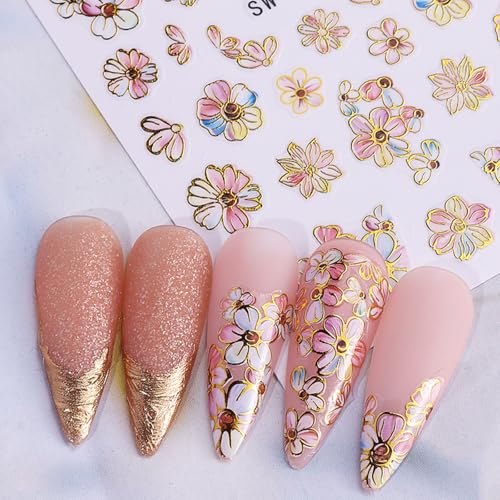 GCSQW Flower Butterfly-4 Nail Art Stickers 6 Sheets Spring & Summer Design
