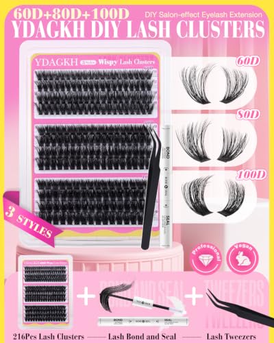 YDAGKH Fluffy Lash Cluster Kit - 60D/80D/100D Volume Extensions