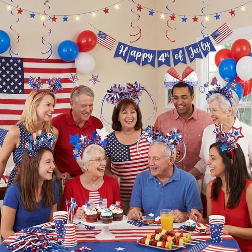9-Pack 4th of July Headbands for Independence Day Party Accessories