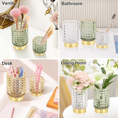 DASITON Clear Makeup Brush Holder Organizer - Vintage Glass Cup L
