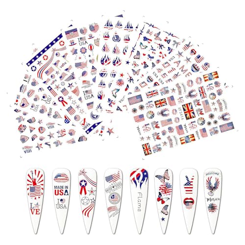 4th of July Nail Stickers Set - Patriotic American Flag Designs