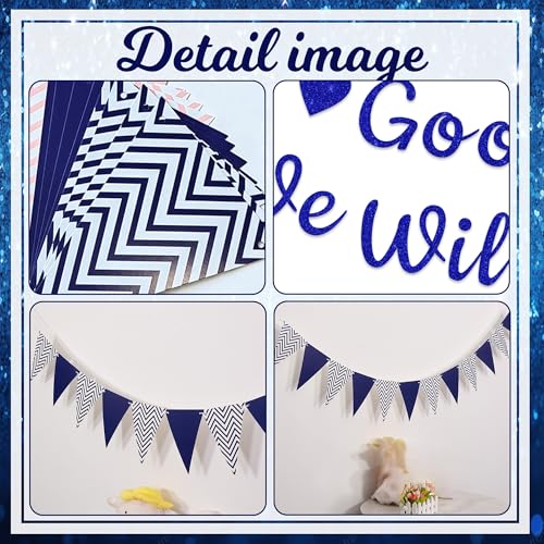 We Will Miss You Banner - Blue & Silver Farewell Party Decorations
