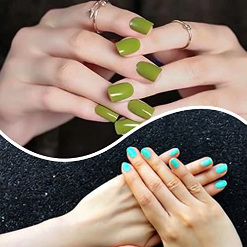 Vibrant Green Nail Wraps Set - 16 Sheets Self-Adhesive Gel Nail Strips for Women