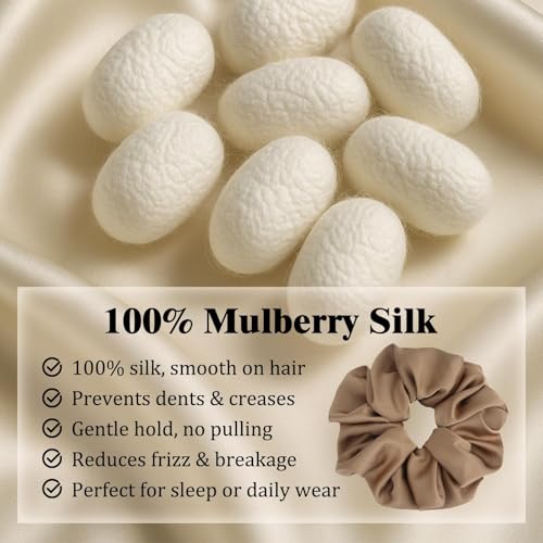 NatureKess XL Mulberry Silk Scrunchie - Anti-Breakage Hair Tie for Sleeping